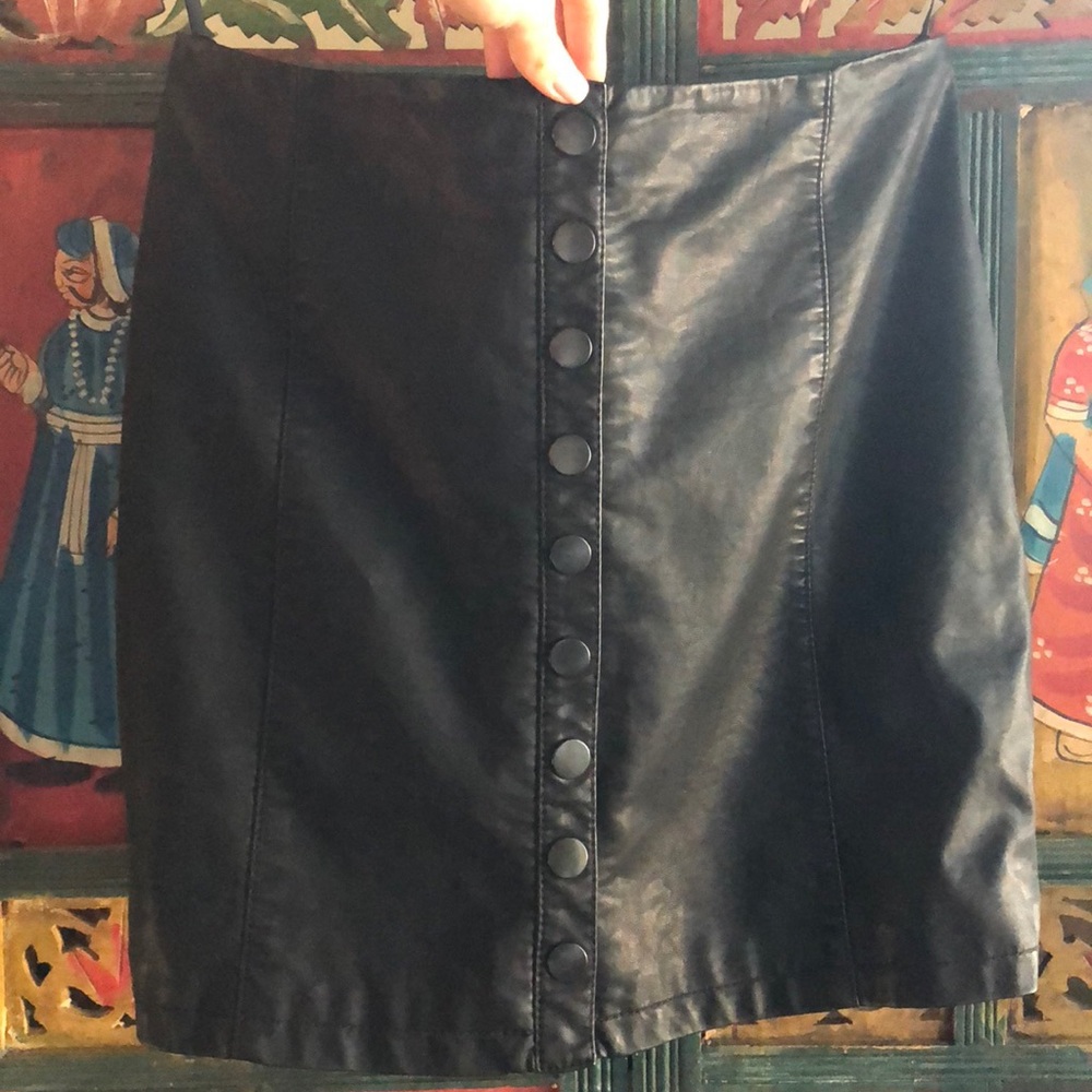 Free People Boho Vegan Leather Skirt